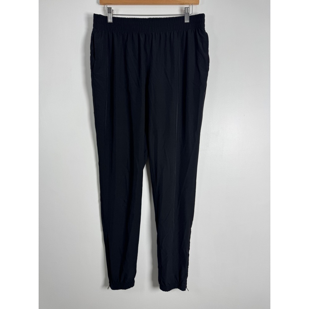 Athleisure H&M Women Medium Jogger Pants Black Zipper Ankle Cuffs Elastic Waist